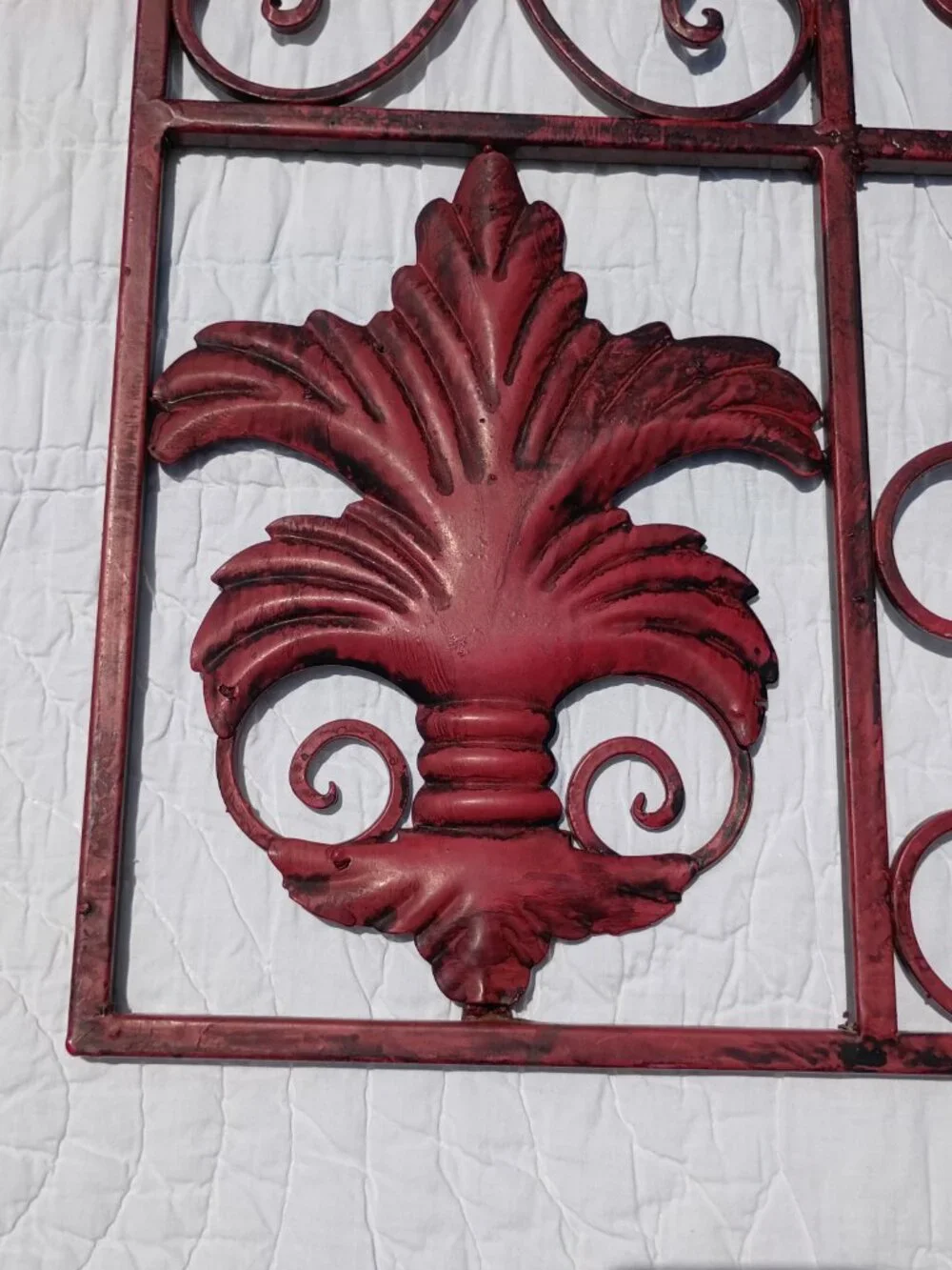 Metal Fleur De Lis Wall Candle Holder Sconce Tuscan Rustic Red Arch Decor 27x16